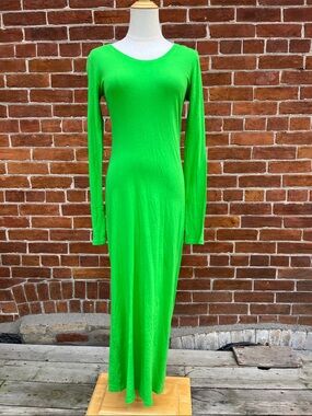 Raquel Allegra Vibrant Green Long Sleeve Maxi Dress